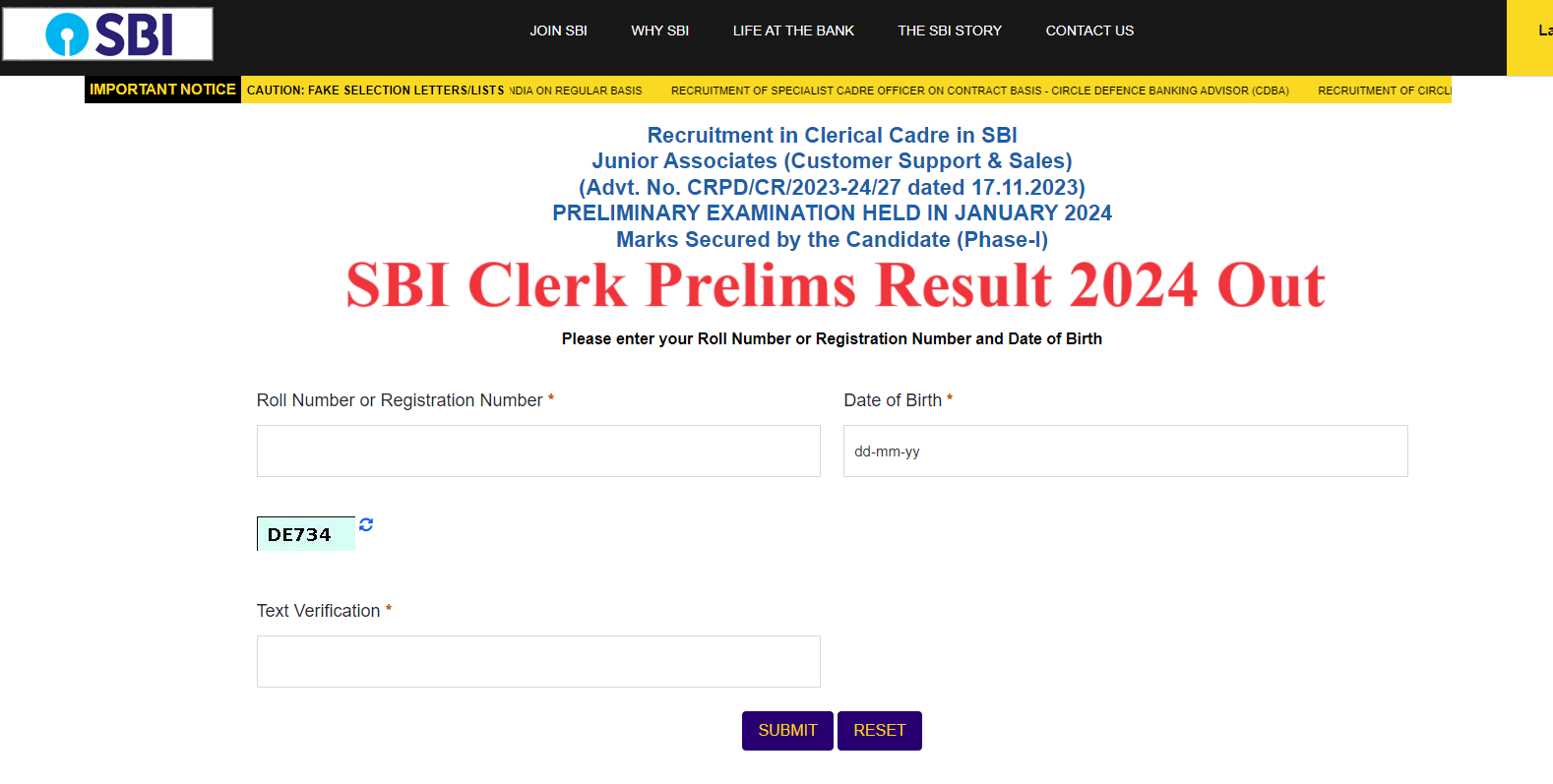 SBI Clerk Prelims Result 2024 Link (Out) Download Junior Associate