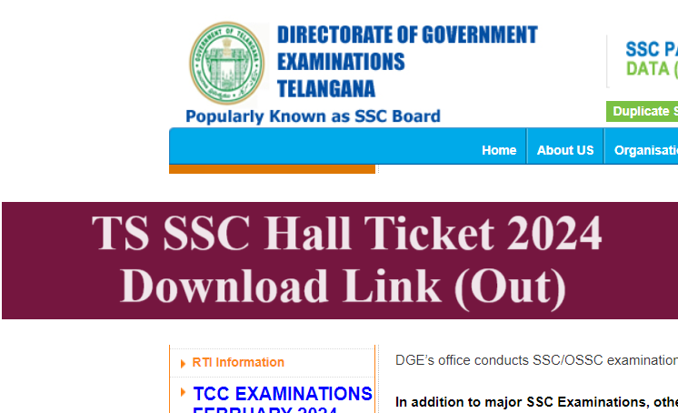 TS SSC Hall Tickets 2024 Manabadi Link
