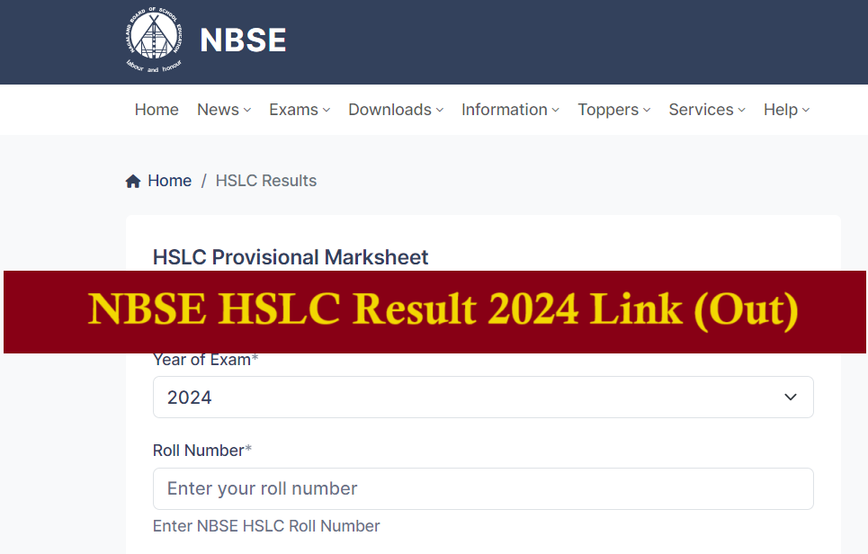 NBSE HSLC Result 2024 Provisional Marksheet Link