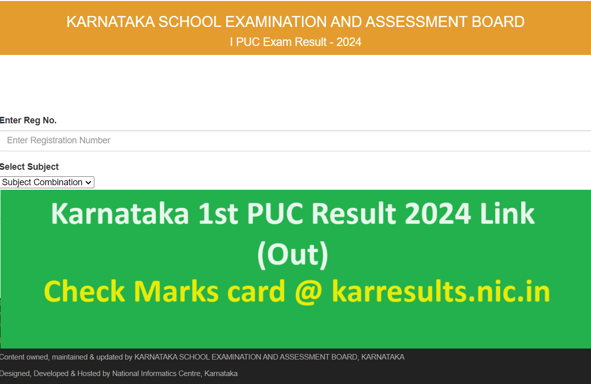 Karnataka 1st PUC Result 2024 Link (Out) PUC I results marks memo