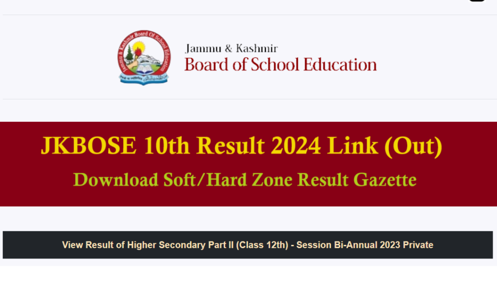 JKBOSE 10th Class Result 2024 gazette Name Wise Link