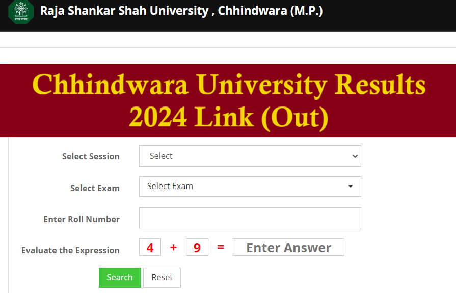 Chhindwara University Results 2024 Link