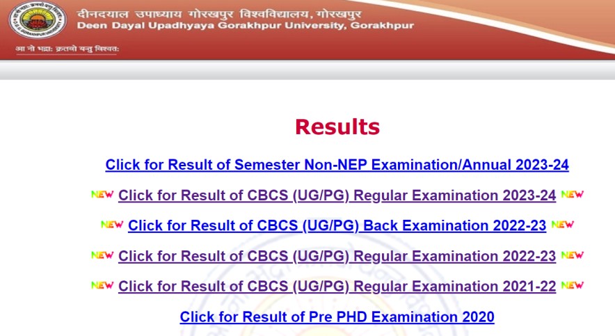 DDU Gorakhpur University Results 2024 Link