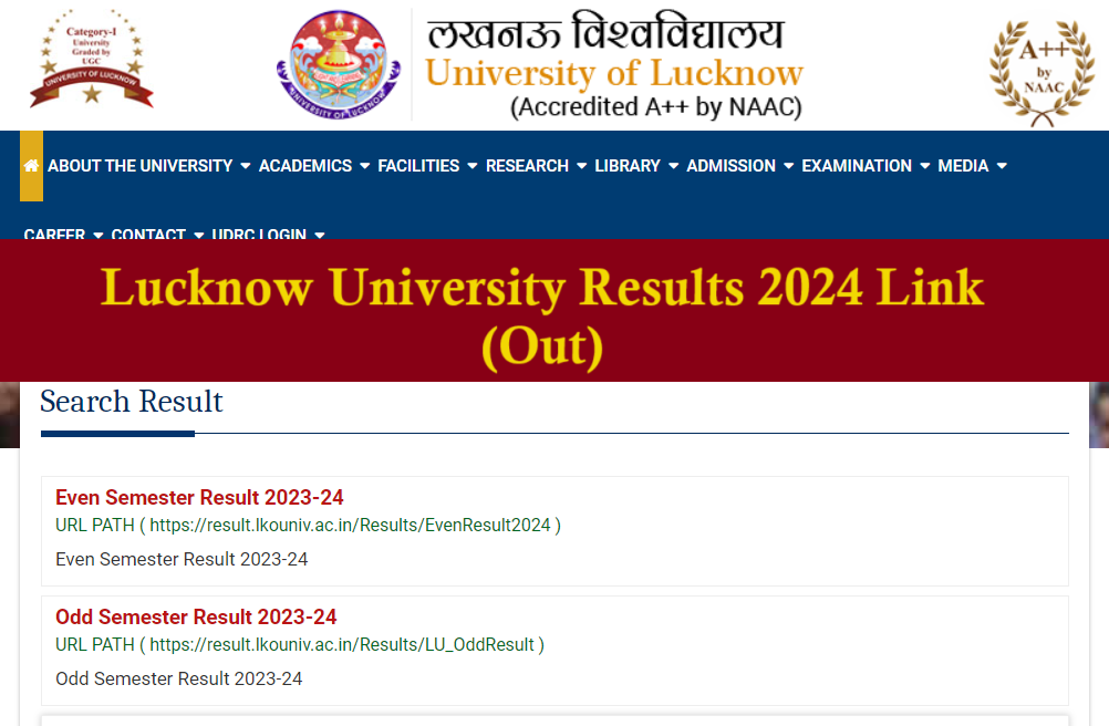 Lucknow University Results 2024 Link