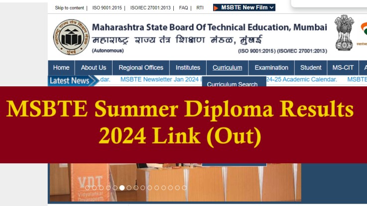 MSBTE Diploma Summer Results 2024 Link