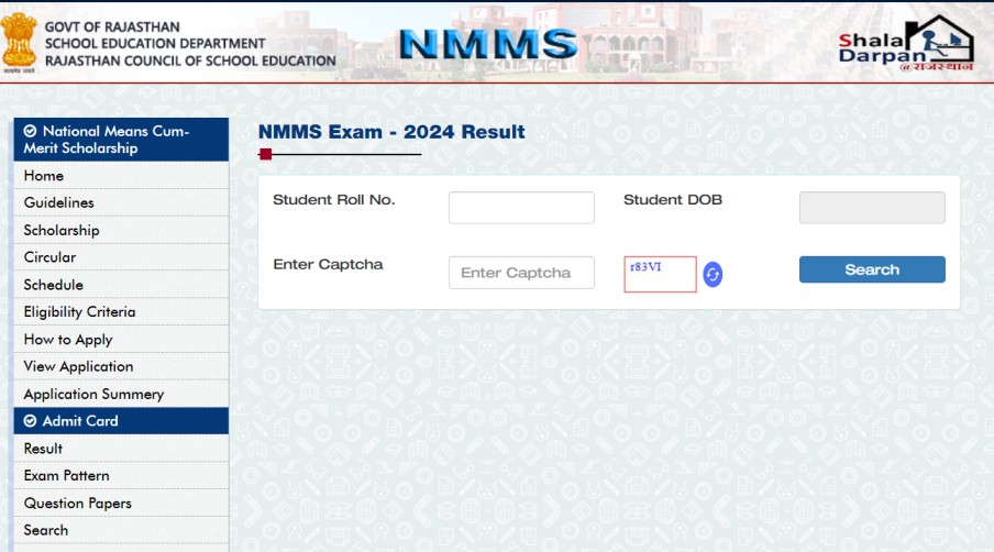 Rajasthan NMMS Result 2024 Link