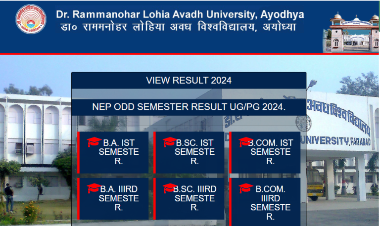 RMLAU Results 2024 Link (Out) Result24.rmlauexams.in BA B.Sc B.Com Part ...